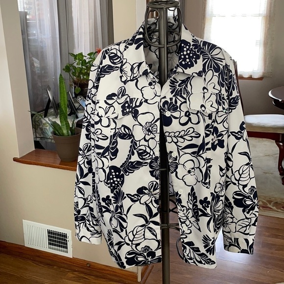Alfred Dunner Navy Blue and white spring jacket 18w - Picture 1 of 4